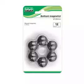 Bottoni magnetici Ø 2cm nero  blister 12 pezzi