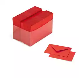 Scatola 100 cartoncini (200gr) + 100 buste (90gr) rosso formato 4 