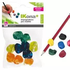 Impugnaturaper matite gomma assortiti IKona+ conf. 10 pezzi