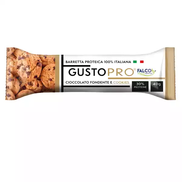 Barretta proteica GustoPro cioccolato fondente e cookie 40gr Falco