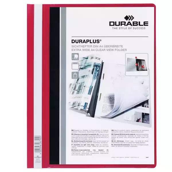 Cartellina ad aghi Duraplus copertina personalizzabile 21x29,7cm rosso Durable
