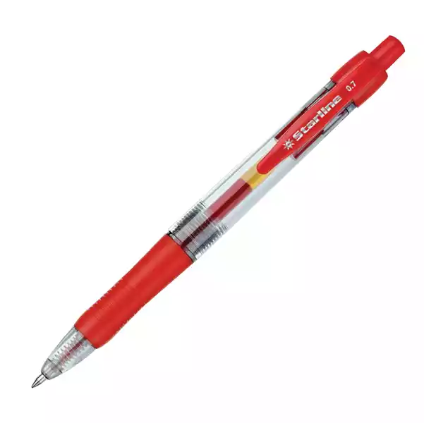 Penna a sfera a scatto con inchiostro gel punta fine 0,7mm rosso Starline